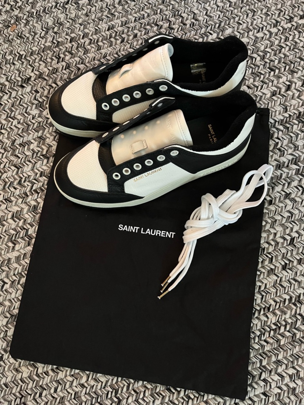 Saint Laurent SL-06 Court Classic Black White Leather Sneakers 39.5